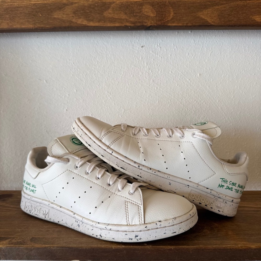 Adidas Stan Smith Vegan Clean Classics Mens Size 7.5 White Green Sneakers FU9609